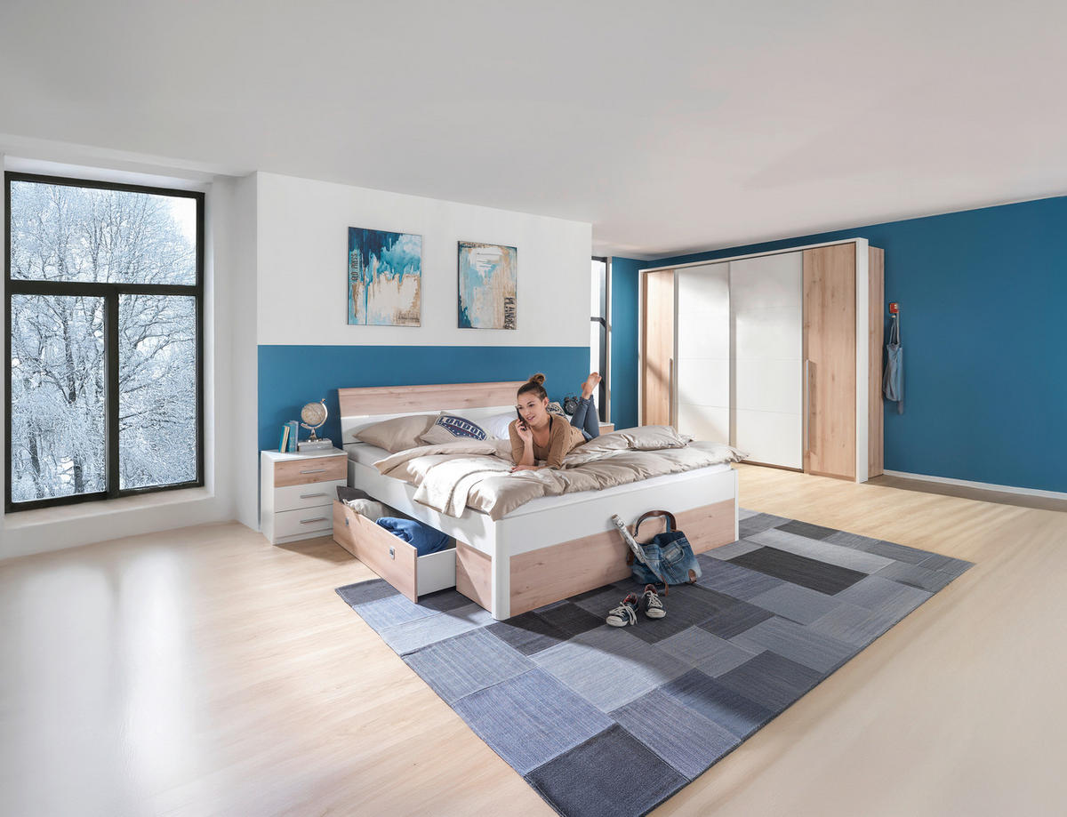 ORMAR ZA ODJEĆU bijela, boje bukve   - bijela/boje bukve, Design, drvni materijal/plastika (270/225/61cm) - Ti'me