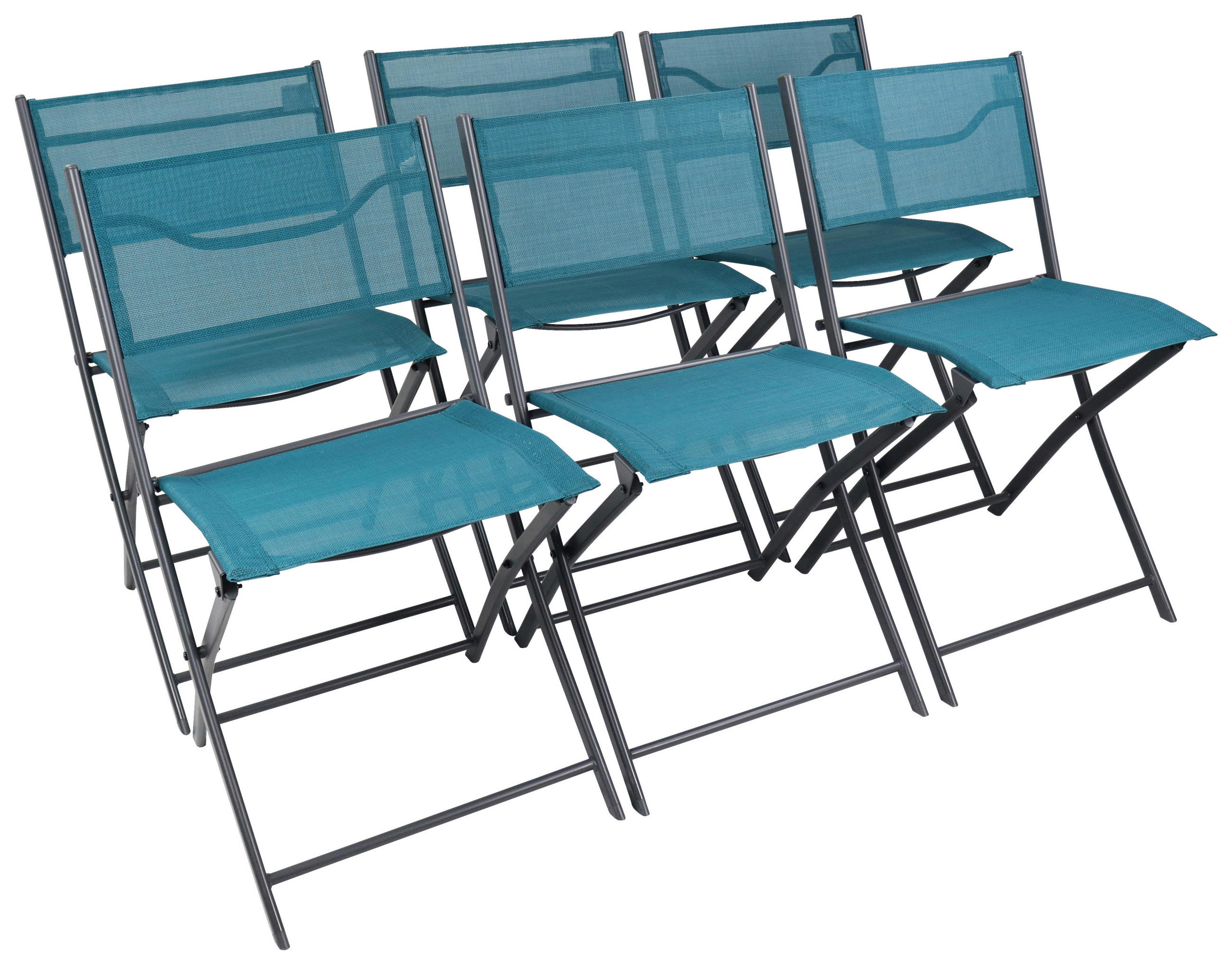 GARTENSTUHL-SET Textil Türkis  - Türkis/Schwarz, MODERN, Textil/Metall (79/45/46cm) - Ambia Garden