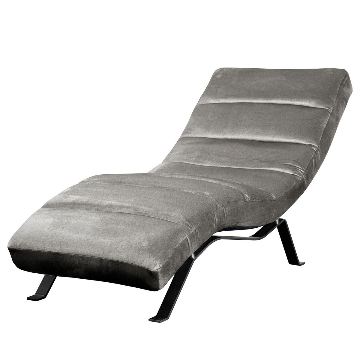 RELAXLIEGE SWING Samt Dunkelgrau  - Dunkelgrau/Schwarz, Design, Textil/Metall (65/65-95/171cm) - Livetastic