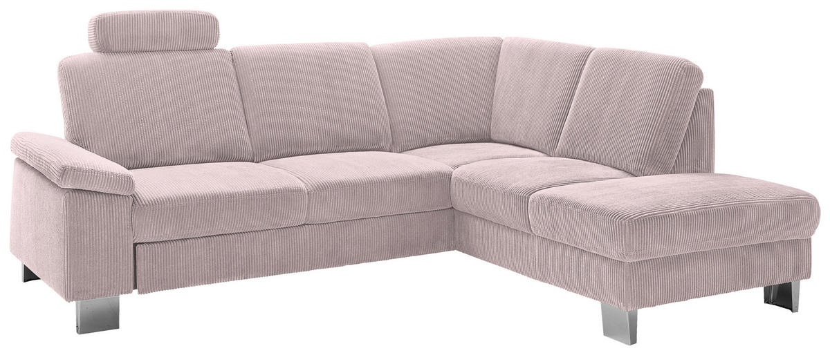 ECKSOFA in Cord Altrosa  - Edelstahlfarben/Altrosa, Konventionell, Textil/Metall (248/200cm) - Beldomo System