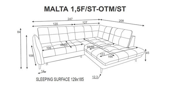 ECKSOFA Dunkelbraun Flachgewebe, Leinenoptik Rücken echt  - Dunkelbraun/Schwarz, MODERN, Textil/Metall (247/208cm) - Xora