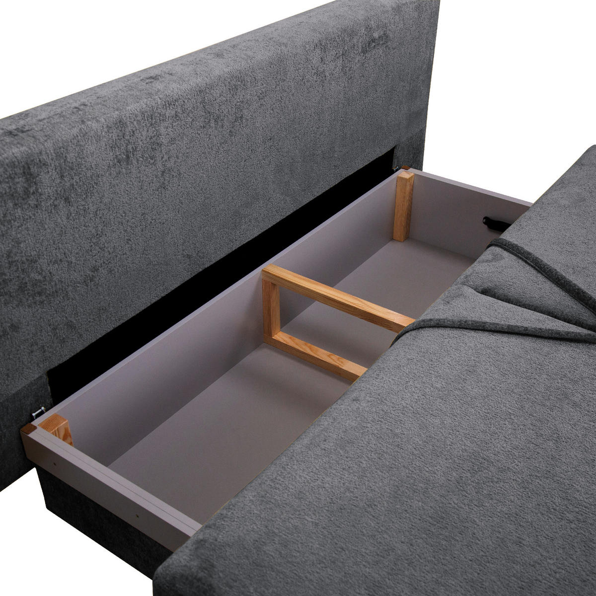 SCHLAFSOFA  mit Liegefunktion, Rücken echt Webstoff Grau  - Schwarz/Grau, MODERN, Textil/Metall (200/90/100cm) - Ti'me