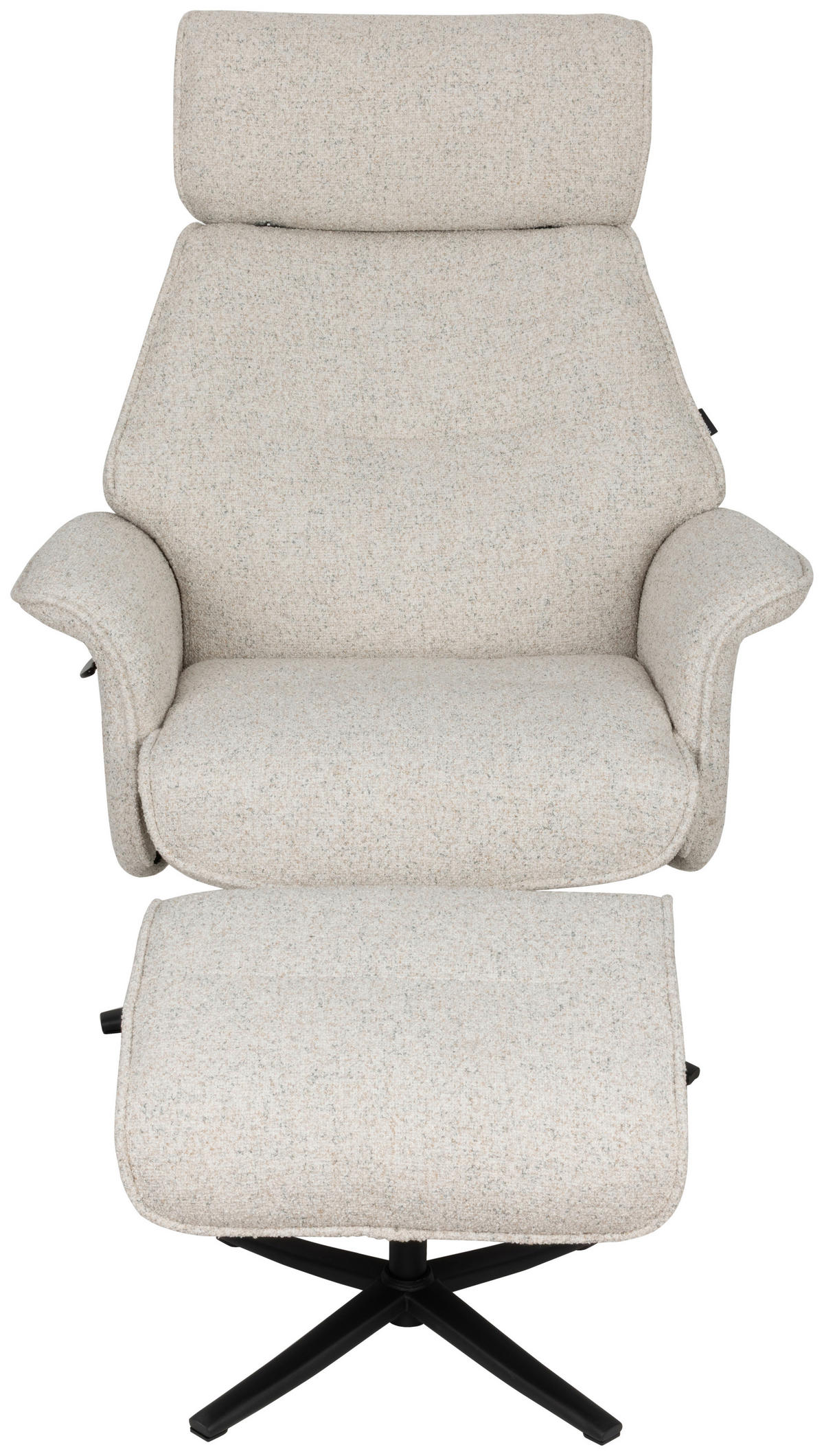 RELAXSESSELSET Bouclé    - Creme/Schwarz, Design, Holz/Textil (77/108/81cm) - Livetastic