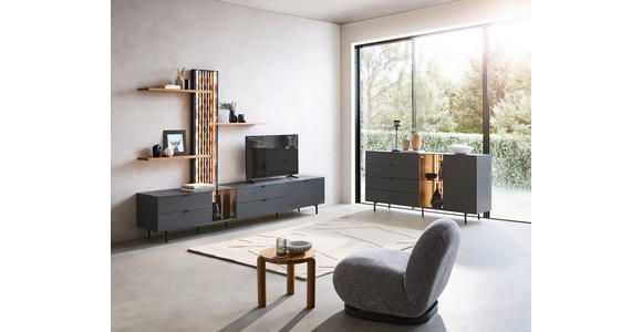 SIDEBOARD Anthrazit, Eichefarben  173/86/42 cm  - Eichefarben/Anthrazit, Design, Glas/Holz (173/86/42cm) - Moderano