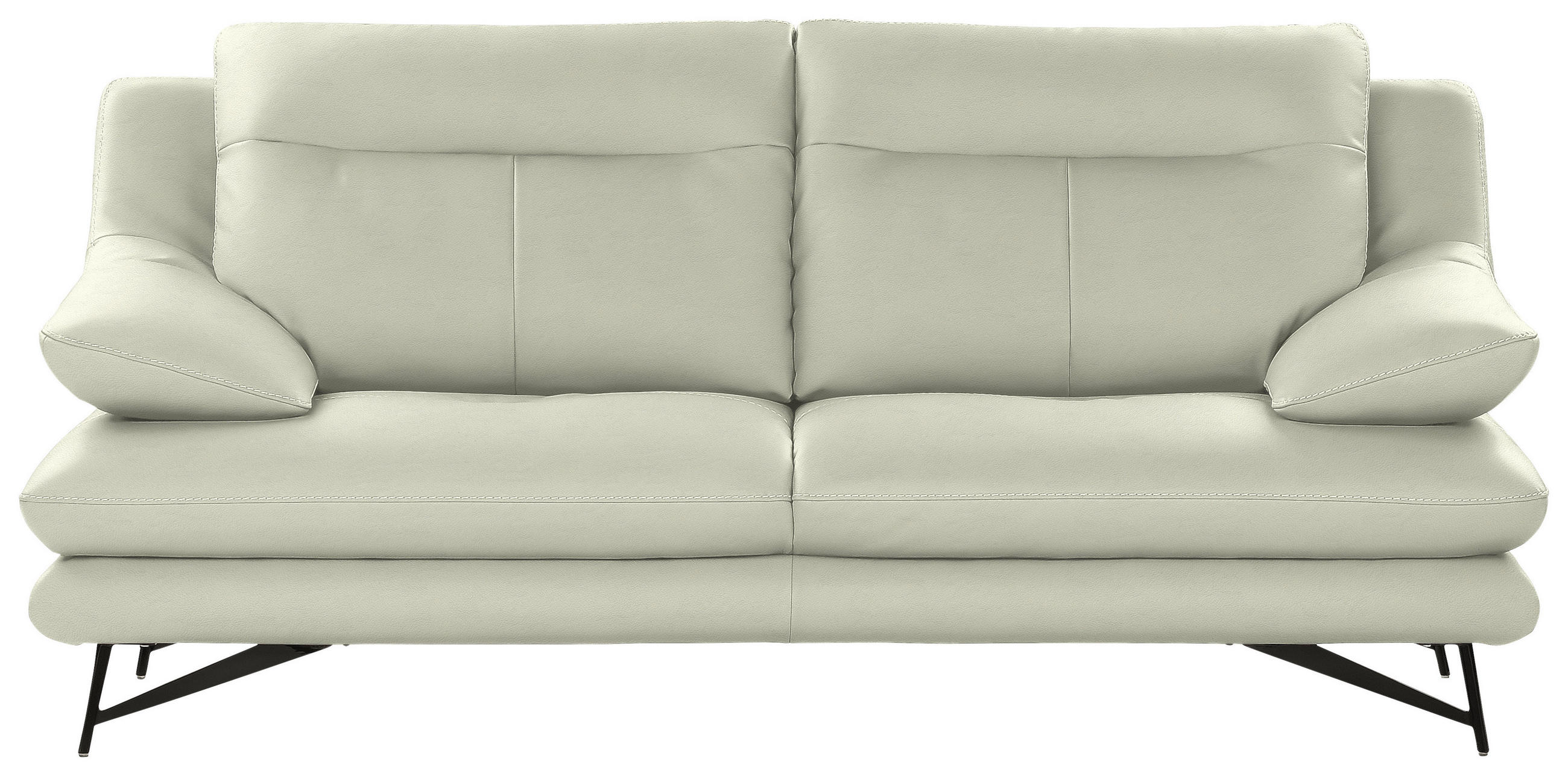 3-SITZER-SOFA in Leder Creme  - Creme, Design, Leder/Metall (215/90/109cm)