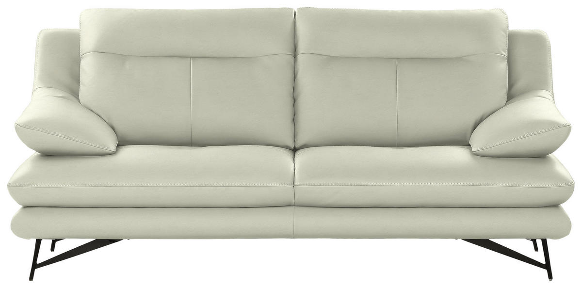 2,5-SITZER in Leder Creme  - Creme/Schwarz, Design, Leder/Metall (195/90/109cm)