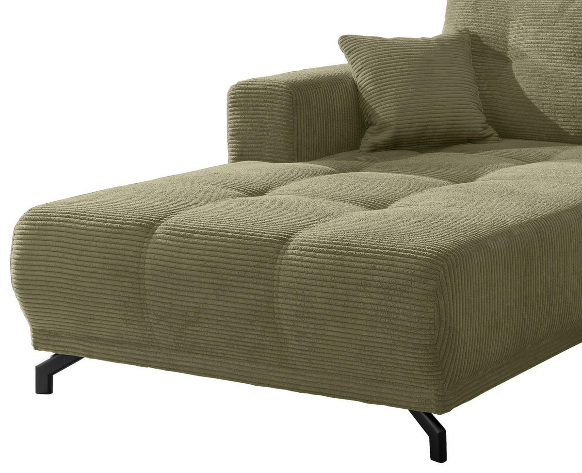 ECKSOFA in Cord Olivgrün  177/246 cm  - Schwarz/Olivgrün, MODERN, Holz/Textil (177/246cm) - MID.YOU