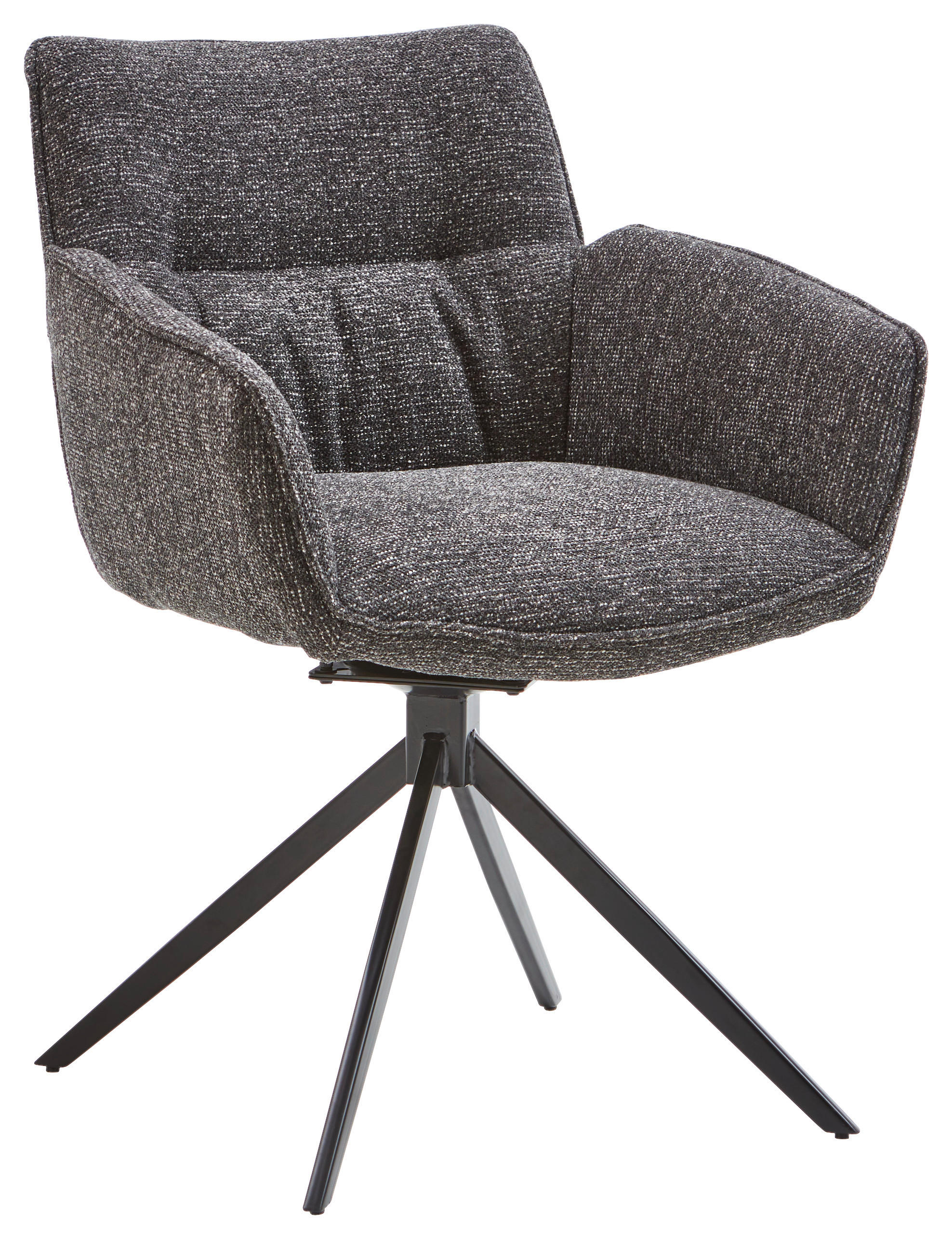 ARMLEHNSTUHL Eisen Webstoff  - Anthrazit/Schwarz, Design, Textil/Metall (60/83,5/65cm) - Valdera