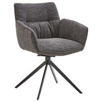 ARMLEHNSTUHL Eisen Webstoff  - Anthrazit/Schwarz, Design, Textil/Metall (60/83,5/65cm) - Valdera