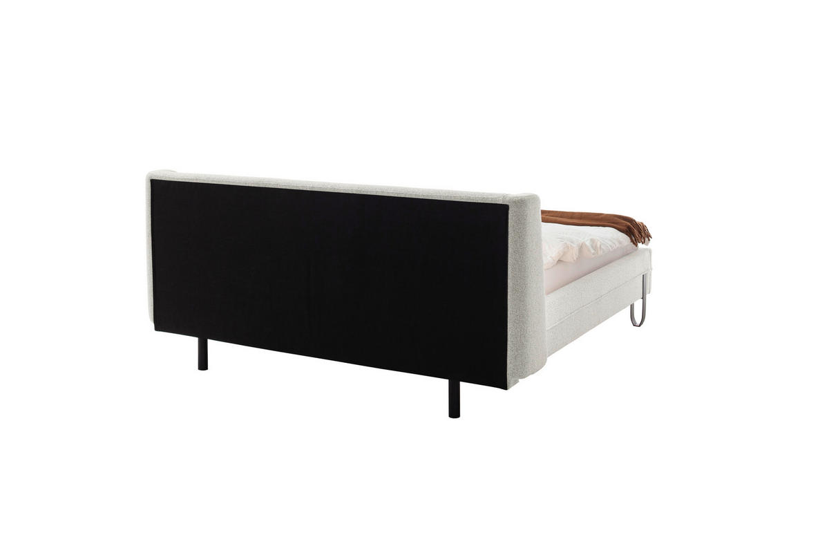 POLSTERBETT Beleuchtung 180/200 cm  in Creme  - Creme/Schwarz, MODERN, Textil/Metall (180/200cm) - Novel