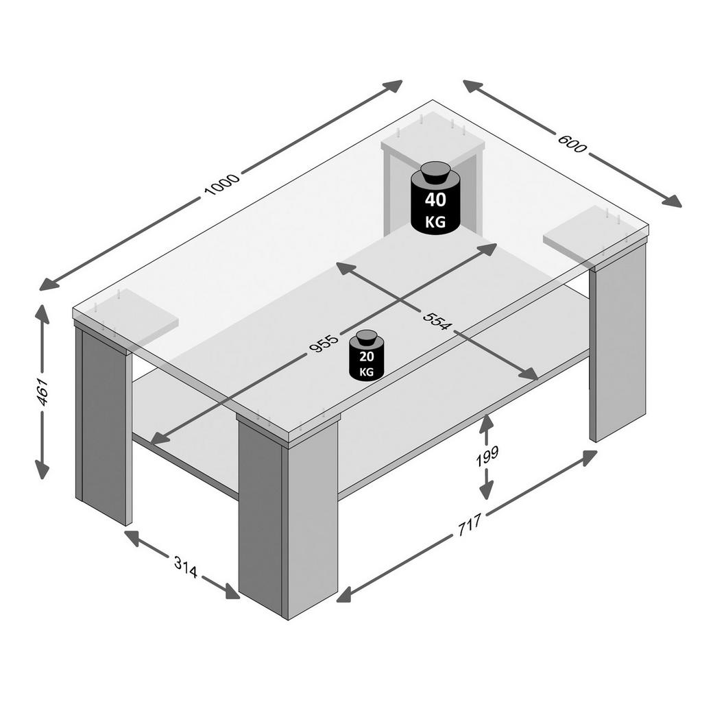 Thumbnail - Mid.you Couchtisch, Grau, Eiche Artisan, Holzwerkstoff, rechteckig, eckig, 60x46x100 cm, Made in Germany, Stauraum, Wohn...