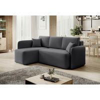 ECKSOFA Plüsch Grau  - Schwarz/Grau, Design, Kunststoff/Textil (150/206cm) - P & B
