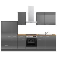 KÜCHENLEERBLOCK 300 cm   in Eichefarben, Schieferfarben  - Schieferfarben/Edelstahlfarben, MODERN, Holzwerkstoff/Metall (300cm) - Nobilia