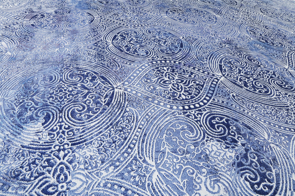 WEBTEPPICH 130/190 cm Grace Blau, Silberfarben  - Blau/Silberfarben, Design, Textil (130/190cm) - Novel