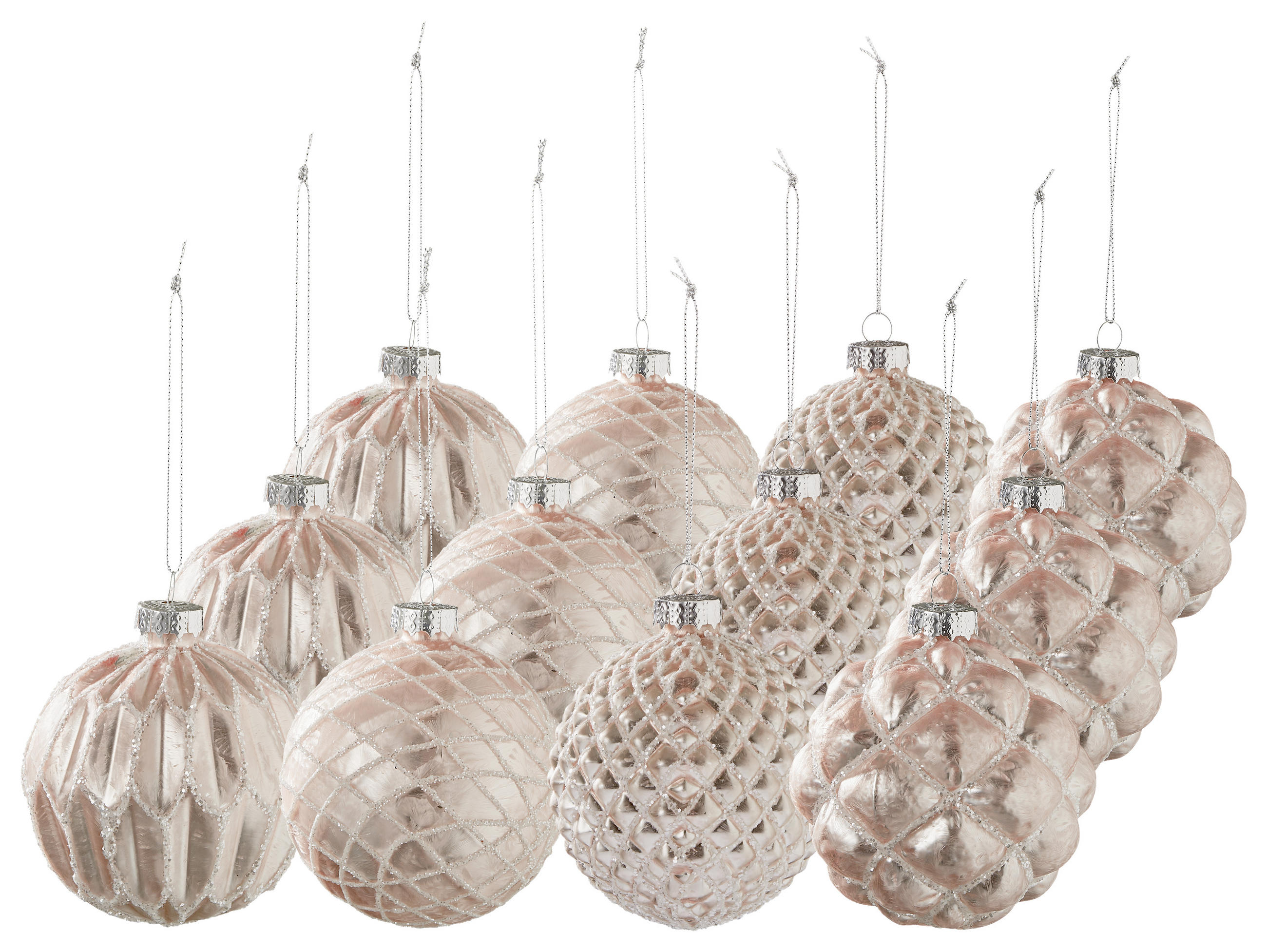 CHRISTBAUMKUGEL-SET 8 cm 12-teilig - Rosa, Trend, Glas (8cm) - X-Mas