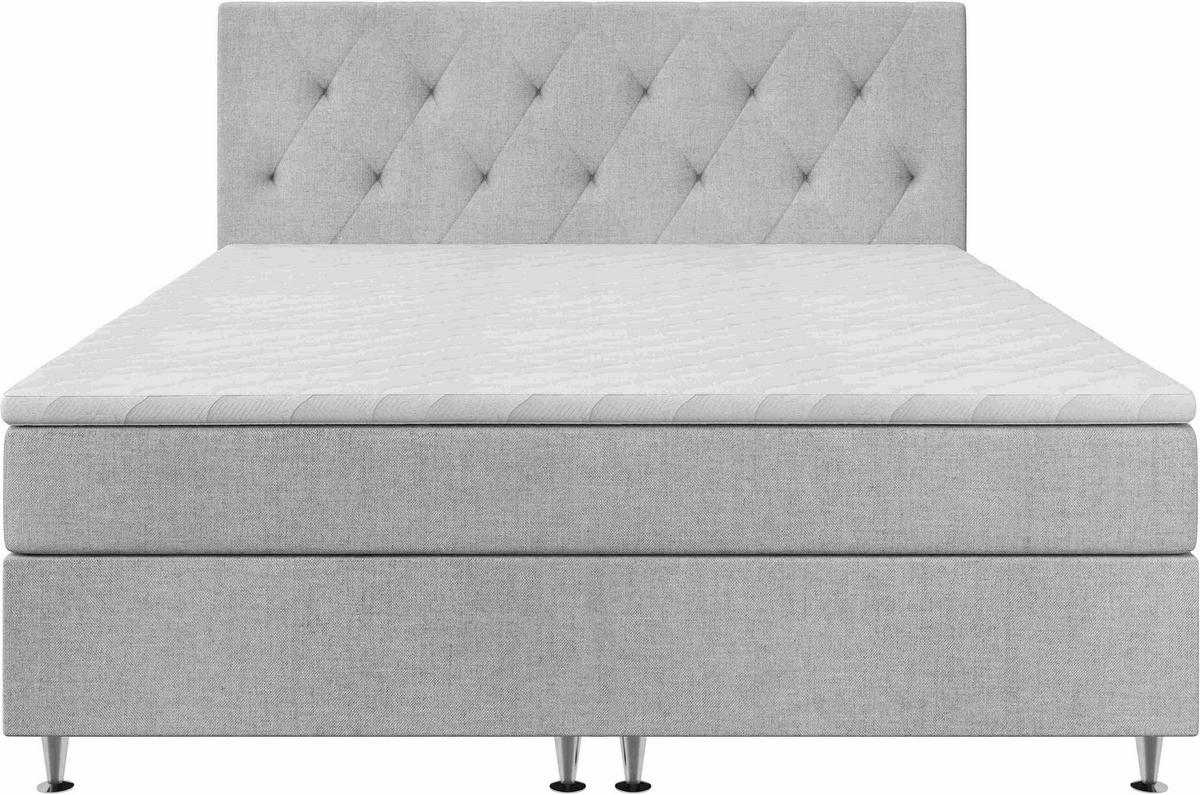 BOXSPRINGBETT 140/200 cm  in Hellgrau  - Silberfarben/Hellgrau, KONVENTIONELL, Textil/Metall (140/200cm) - Chameo