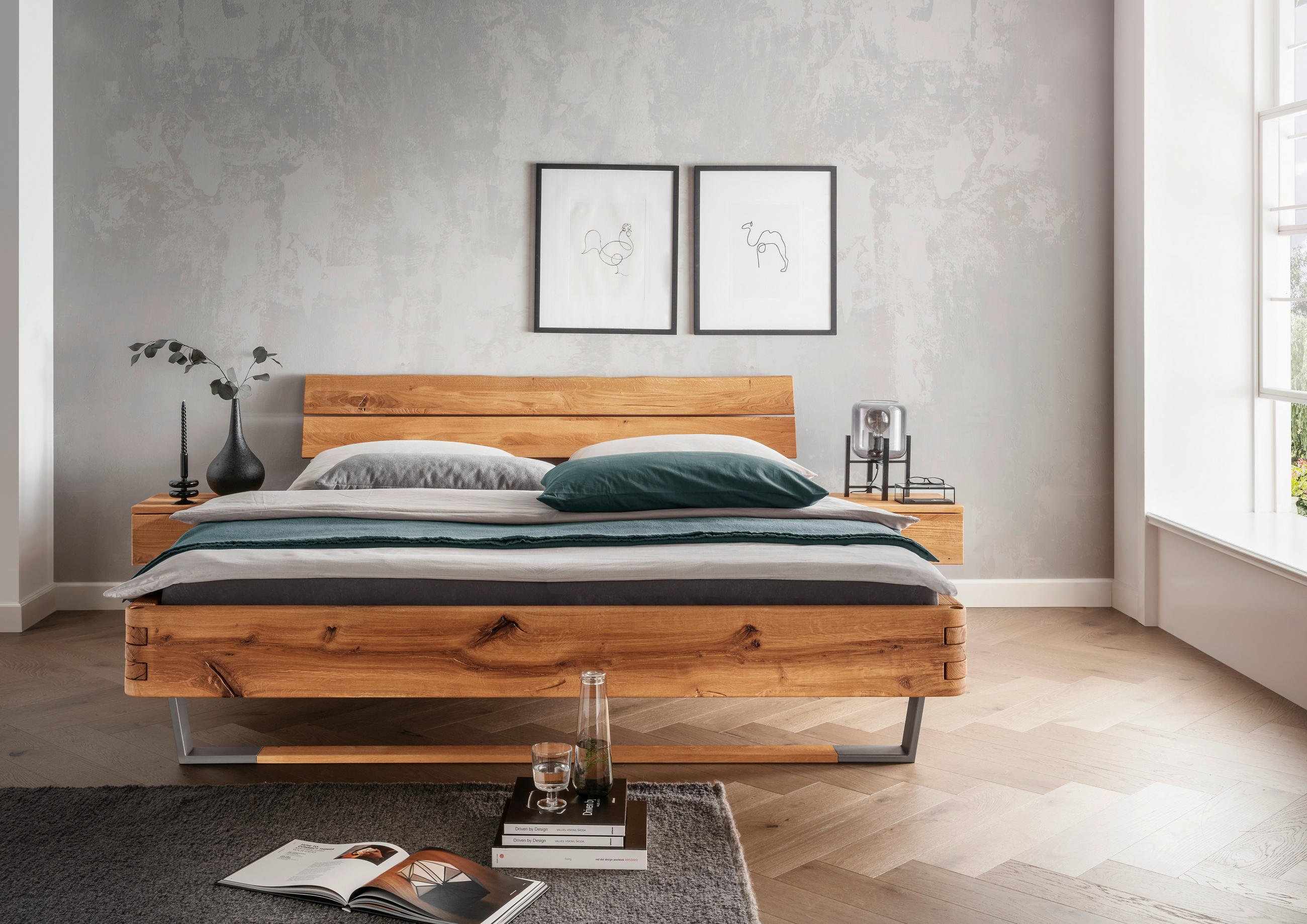 BALKENBETT 180/200 cm,  in Wildeiche,  - Wildeiche, Natur, Holz/Metall (180/200cm) - Valnatura