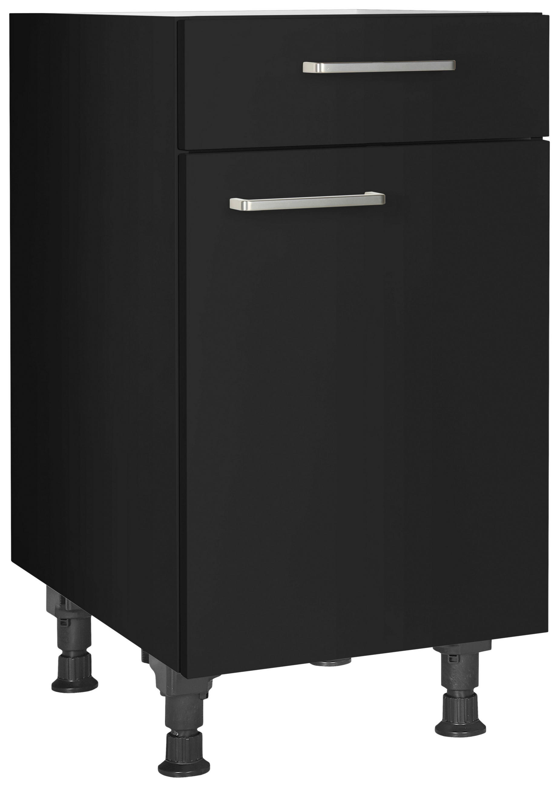 SCHUBKASTENUNTERSCHRANK 45/87/56 cm  in Schwarz  - Edelstahlfarben/Schwarz, MODERN, Holzwerkstoff/Metall (45/87/56cm) - Nobilia