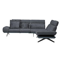 ECKSOFA Chenille, Flachgewebe Dunkelgrau  - Dunkelgrau/Schwarz, Design, Textil/Metall (270/239cm) - Koinor