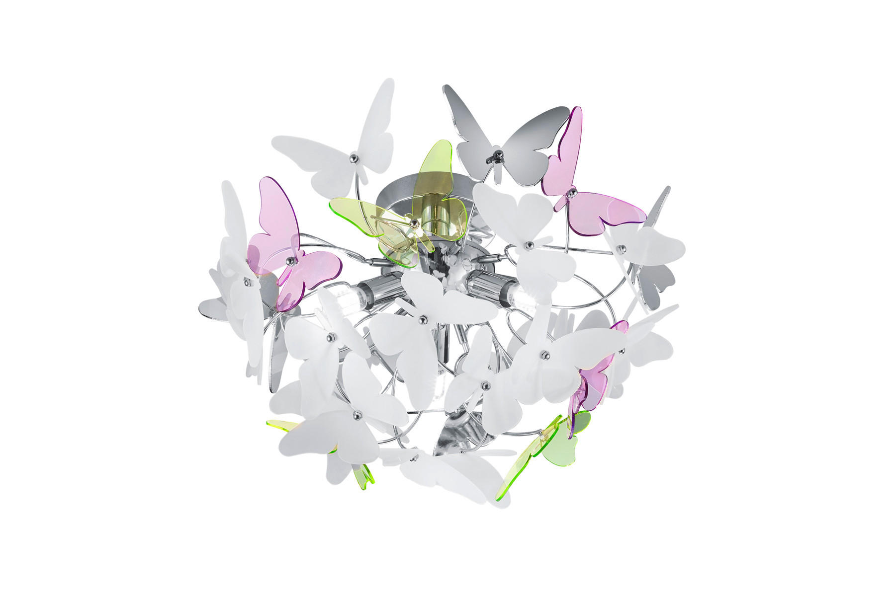 KINDERDECKENLEUCHTE Butterfly 45/28,5 cm   - Chromfarben/Lila, Design, Kunststoff/Metall (45/28,5cm)