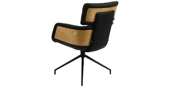 ARMLEHNSTUHL  in Eisen Echtleder pigmentiert  - Eichefarben/Schwarz, Design, Leder/Holz (62/92/66cm) - Dieter Knoll