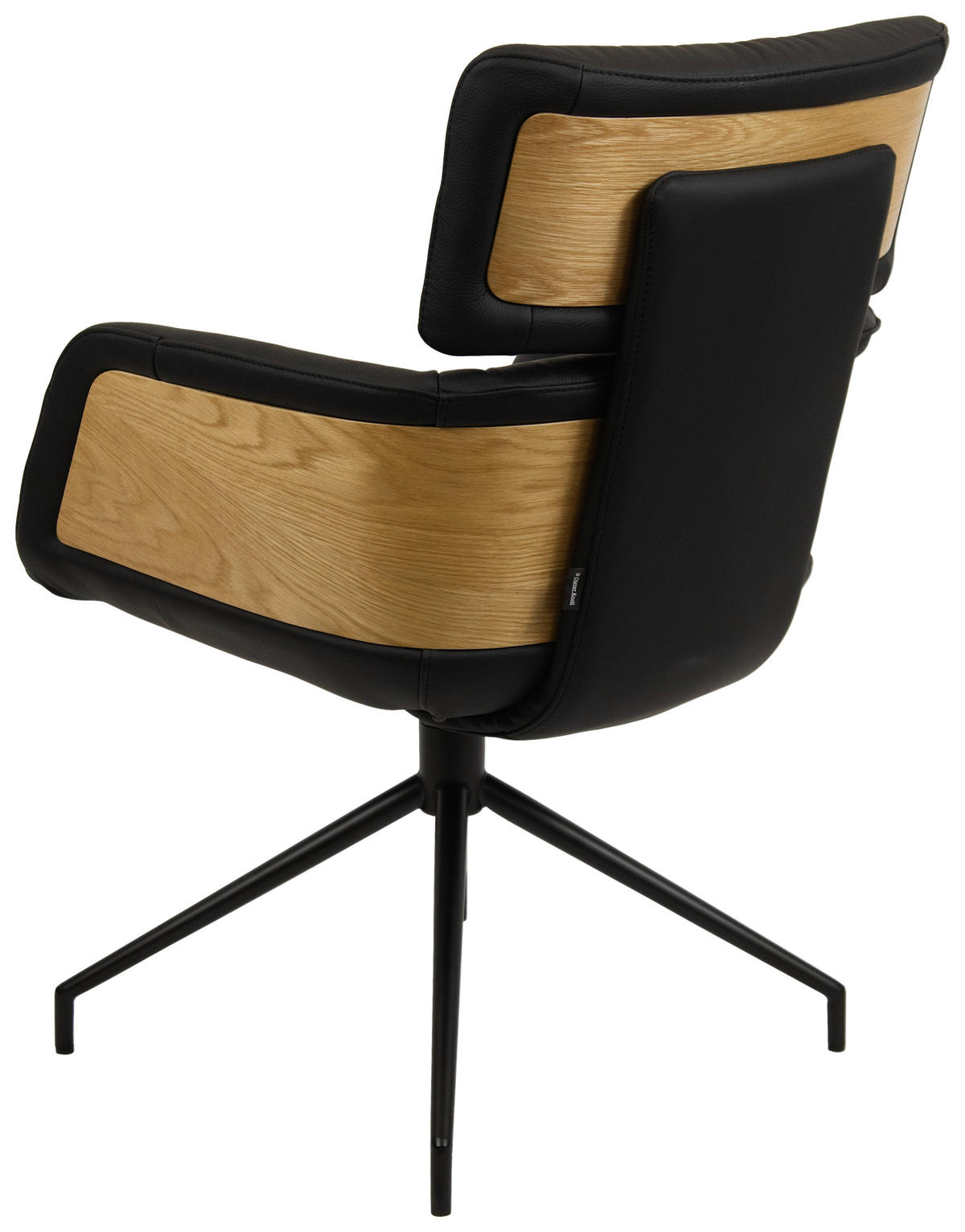 ARMLEHNSTUHL  in Eisen Echtleder pigmentiert  - Eichefarben/Schwarz, Design, Leder/Holz (62/92/66cm) - Dieter Knoll