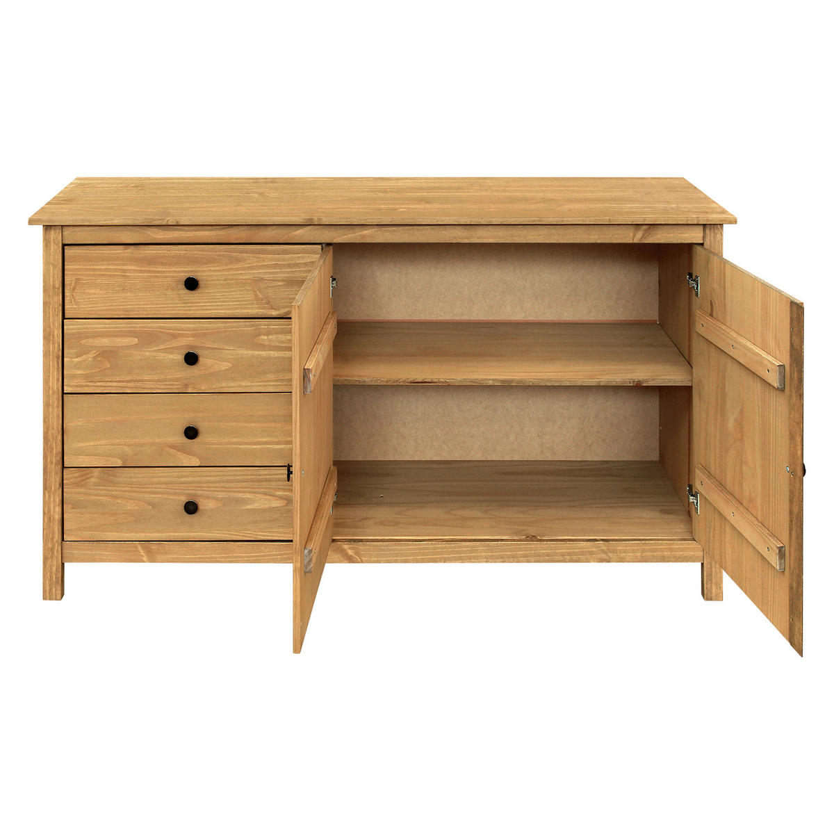 KOMMODE , 150/80/40 cm, 4 Schublade(n)  - Messingfarben/Naturfarben, Basics, Holz/Metall (150/80/40cm) - Livetastic