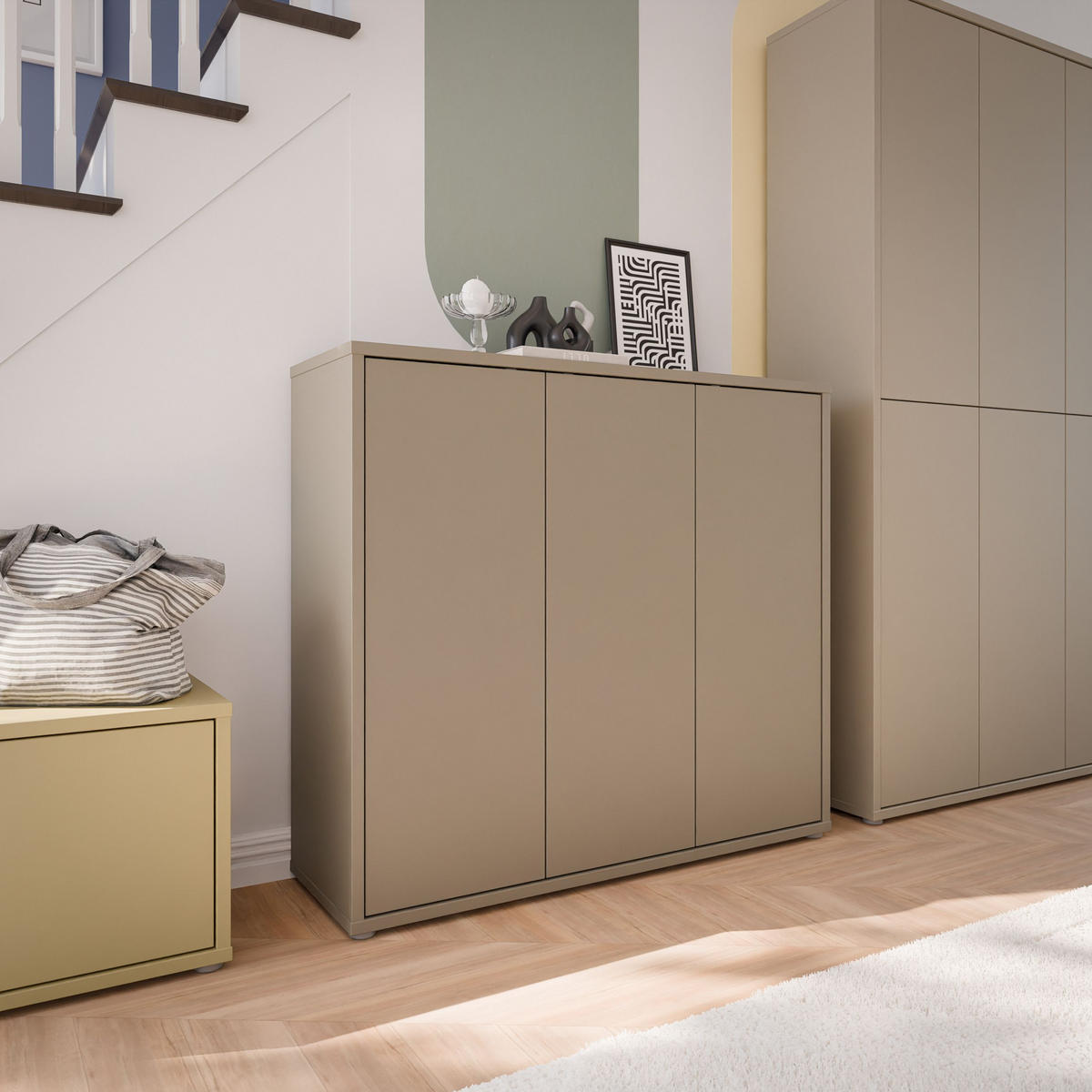 SCHUHSCHRANK Taupe  - Taupe/Grau, MODERN, Holzwerkstoff/Kunststoff (109,2/99,1/34,9cm) - Carryhome