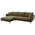 ECKSOFA  in Webstoff Grün  196/304 cm  - Schwarz/Grün, KONVENTIONELL, Textil/Metall (196/304cm) - Hom`in