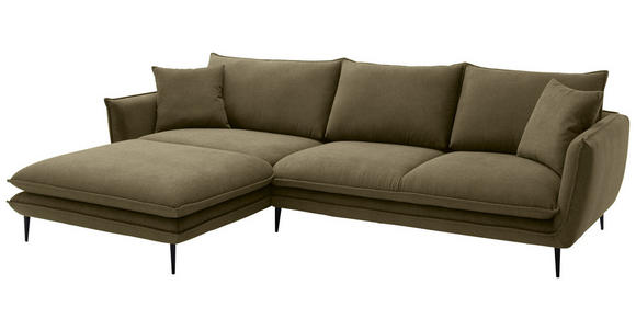 ECKSOFA  in Webstoff Grün  196/304 cm  - Schwarz/Grün, KONVENTIONELL, Textil/Metall (196/304cm) - Hom`in
