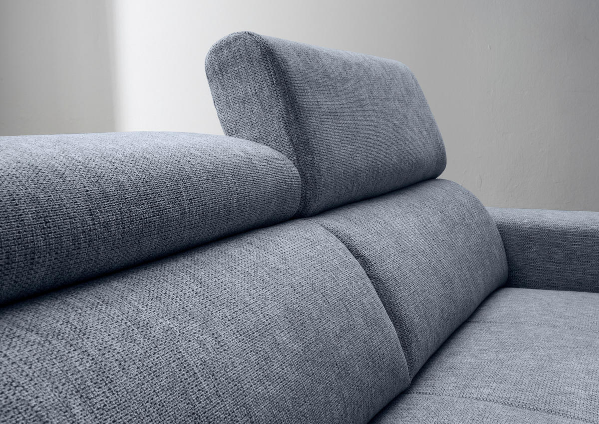 ECKSOFA Hellblau Chenille  - Schwarz/Hellblau, KONVENTIONELL, Textil/Metall (188/276cm) - Livetastic