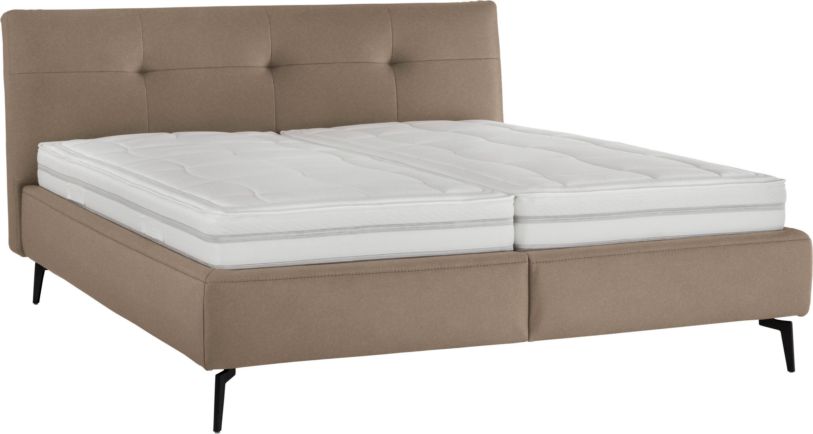 POLSTERBETT gepolstertes Kopfteil, Lattenroste, Matratzen Hellbraun 180/200 cm  - Hellbraun/Creme, MODERN, Holz/Holzwerkstoff (180/200cm) - Beldomo - Sleep