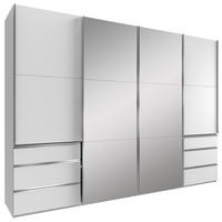 GARDEROB MED SKJUTDÖRRAR 300/216/65 cm 4-dörrar - vit/kromfärg, Modern, metall/trämaterial (300/216/65cm) - MID.YOU