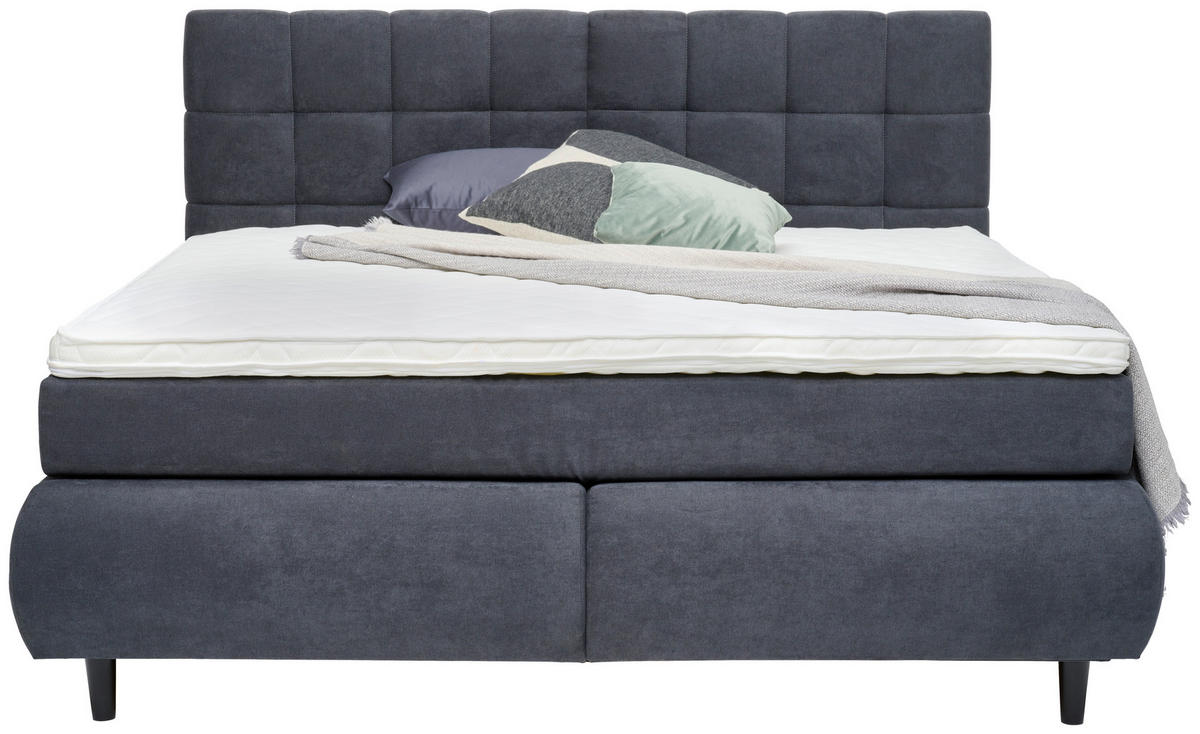 BOXSPRINGBETT 160/200 cm  in Anthrazit  - Anthrazit/Schwarz, Konventionell, Holz/Textil (160/200cm) - Ti'me
