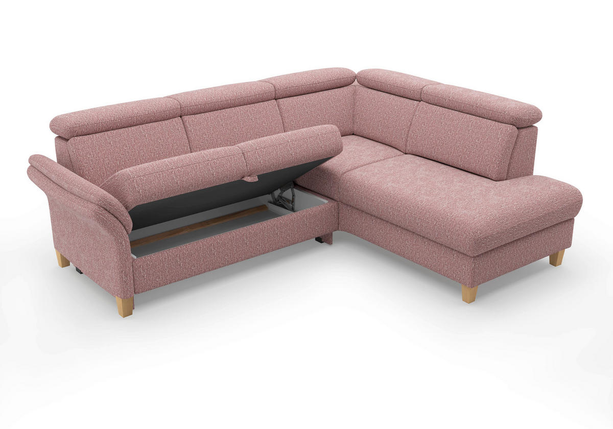 ECKSOFA GLENDALE E Aubergine Chenille  - Eichefarben/Aubergine, KONVENTIONELL, Holz/Textil (247/193cm) - Sit & More