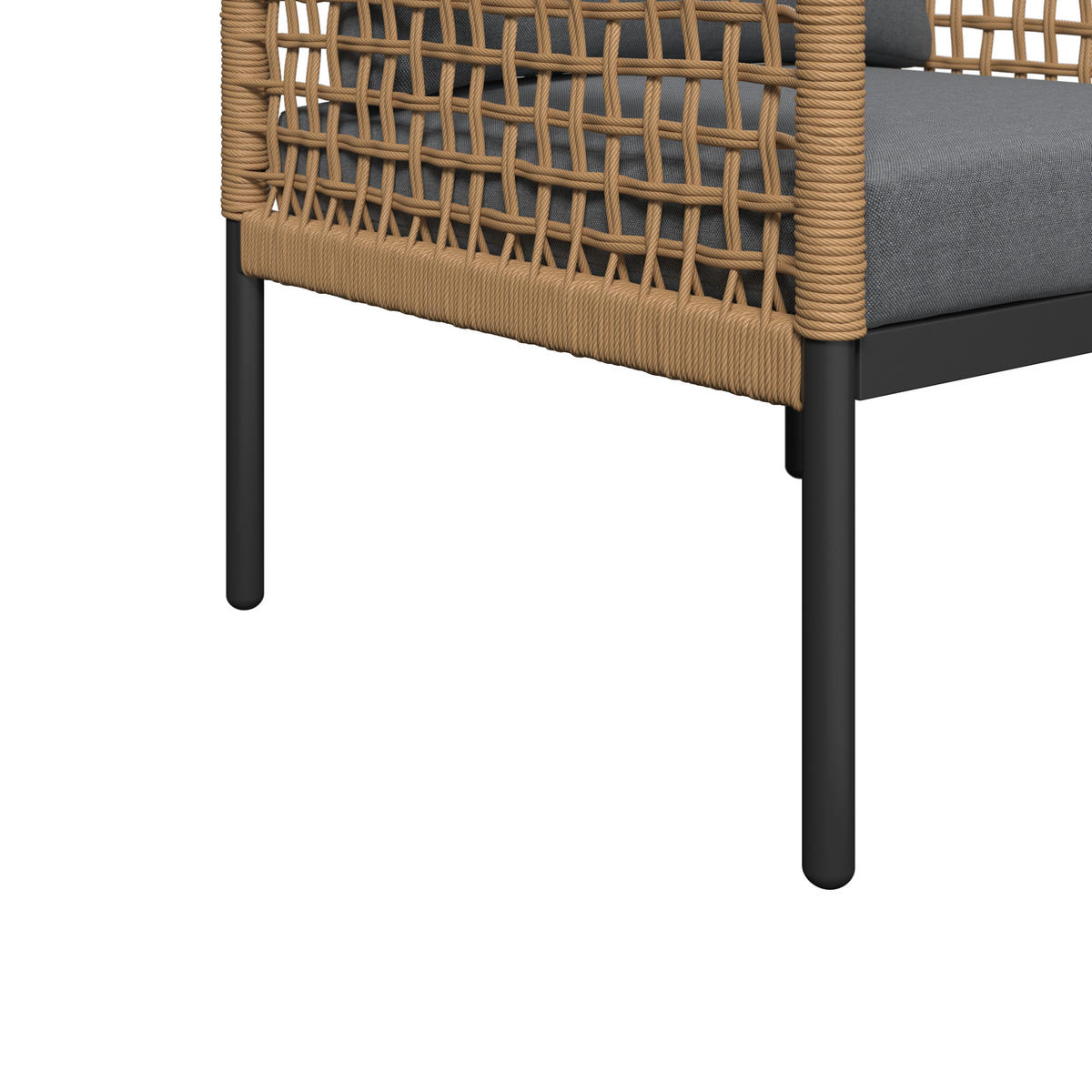 LOUNGEGARNITUR Eisen  - Anthrazit/Naturfarben, MODERN, Kunststoff/Textil (167/67/76cm) - Ambia Garden