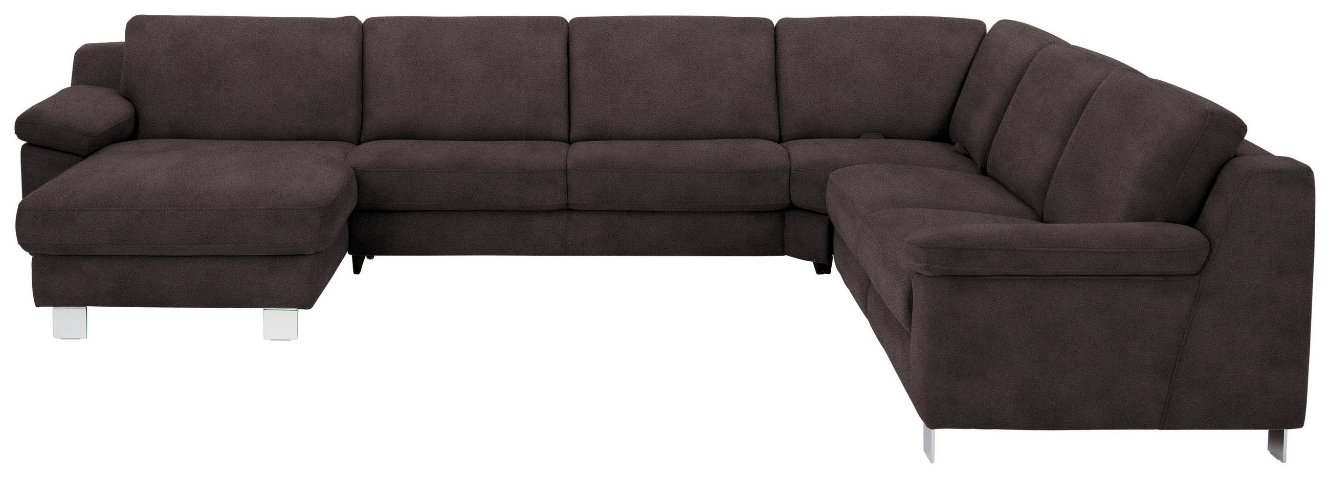 WOHNLANDSCHAFT in Mikrofaser Dunkelgrau  - Chromfarben/Dunkelgrau, Design, Textil/Metall (166/364/278cm) - Valdera