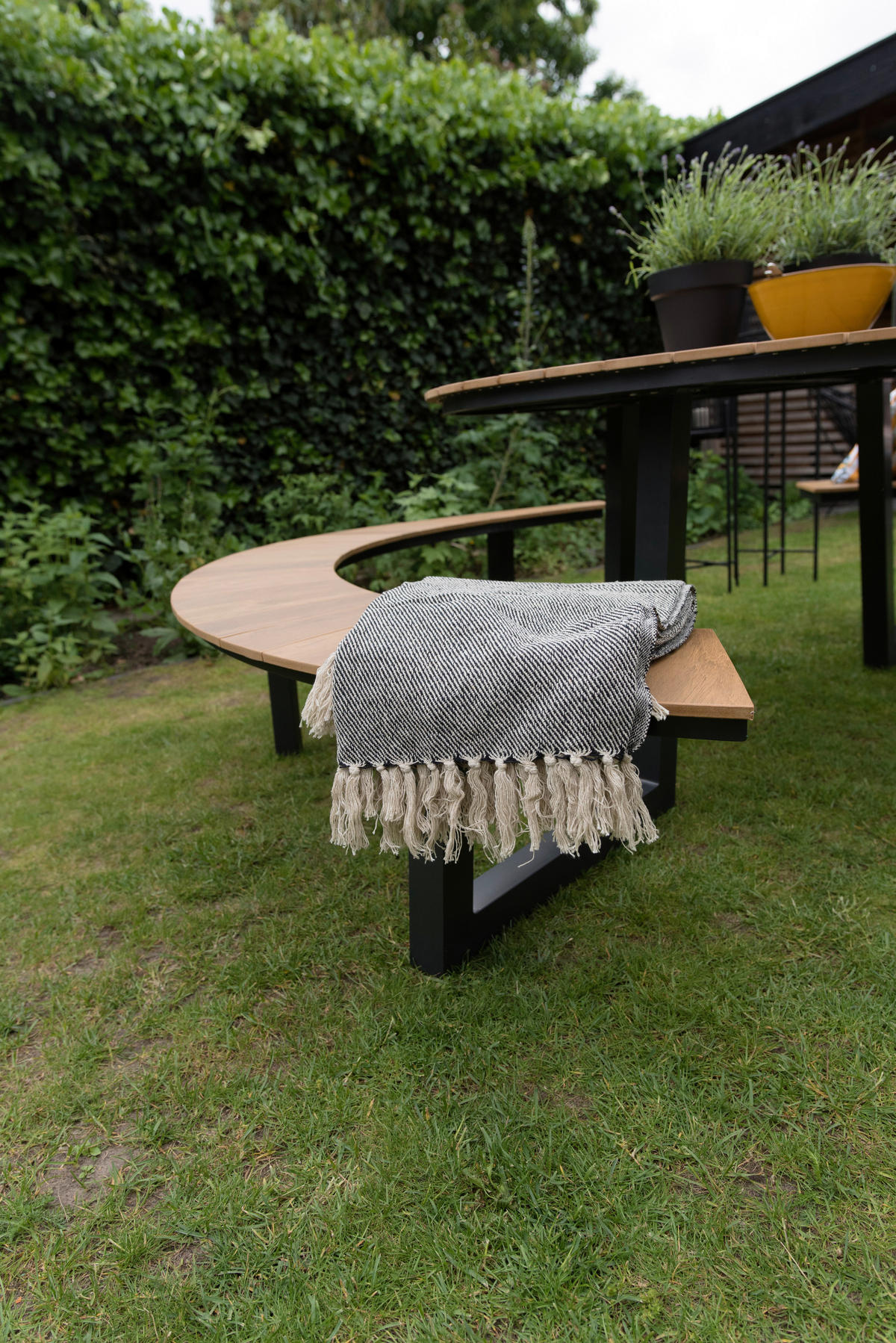GARTENSET 3-teilig Aluminium  - Anthrazit/Teakfarben, KONVENTIONELL, Kunststoff/Metall (239/74cm)