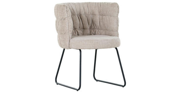 STUHL Flachgewebe Schwarz, Beige - Beige/Schwarz, Basics, Textil/Metall (62/80/62cm) - Carryhome