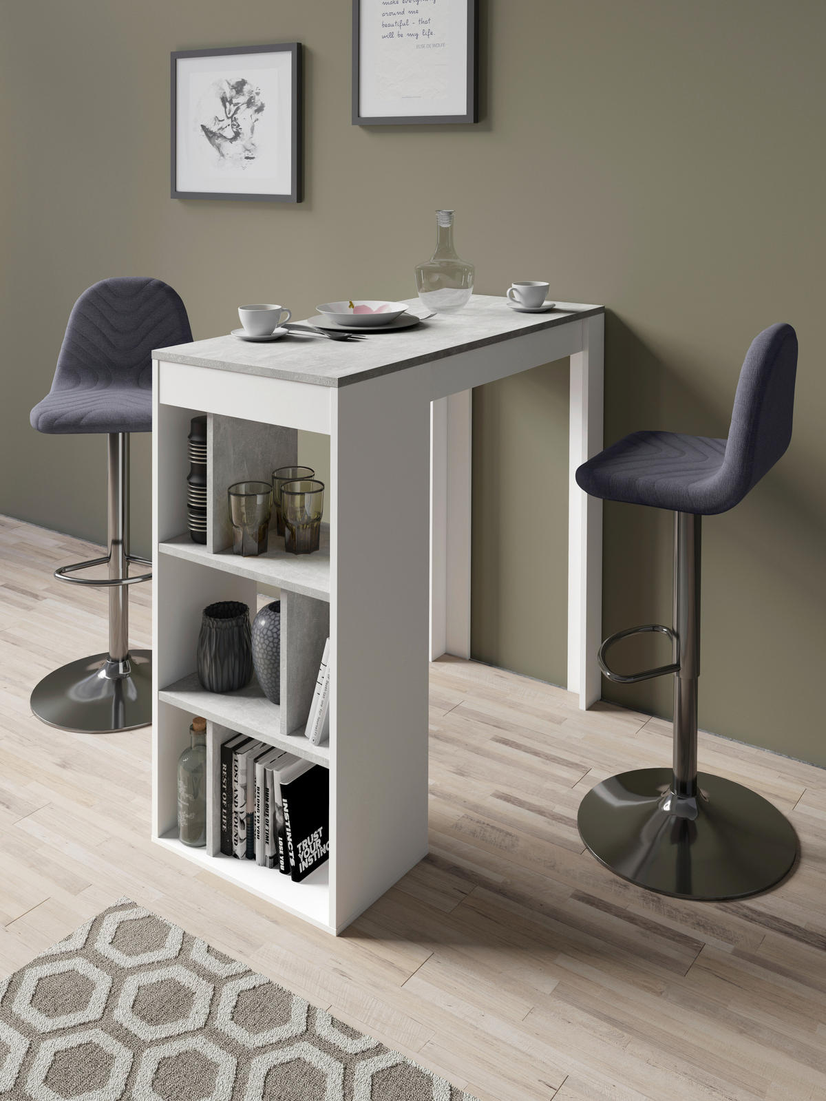 BARHOCKER-SET Webstoff Anthrazit Stahl Sitzfläche 360° drehbar  - Anthrazit/Grau, MODERN, Textil/Metall (41/82/52,5cm) - MID.YOU