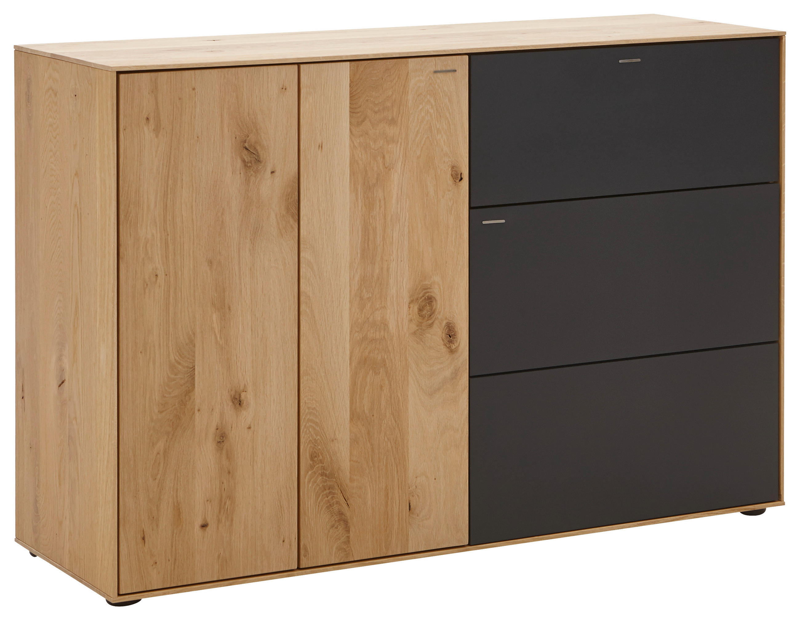 SCHUHSCHRANK Kerneiche vollmassiv Anthrazit, Eichefarben - Eichefarben/Anthrazit, Natur, Holz/Kunststoff (117,5/81/39cm) - Valnatura