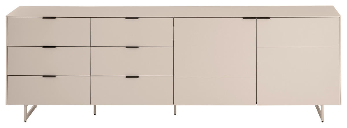TV-ELEMENT Schwarz, Kaschmir  220/70/38 cm  - Kaschmir/Schwarz, MODERN, Holzwerkstoff/Metall (220/70/38cm) - Carryhome