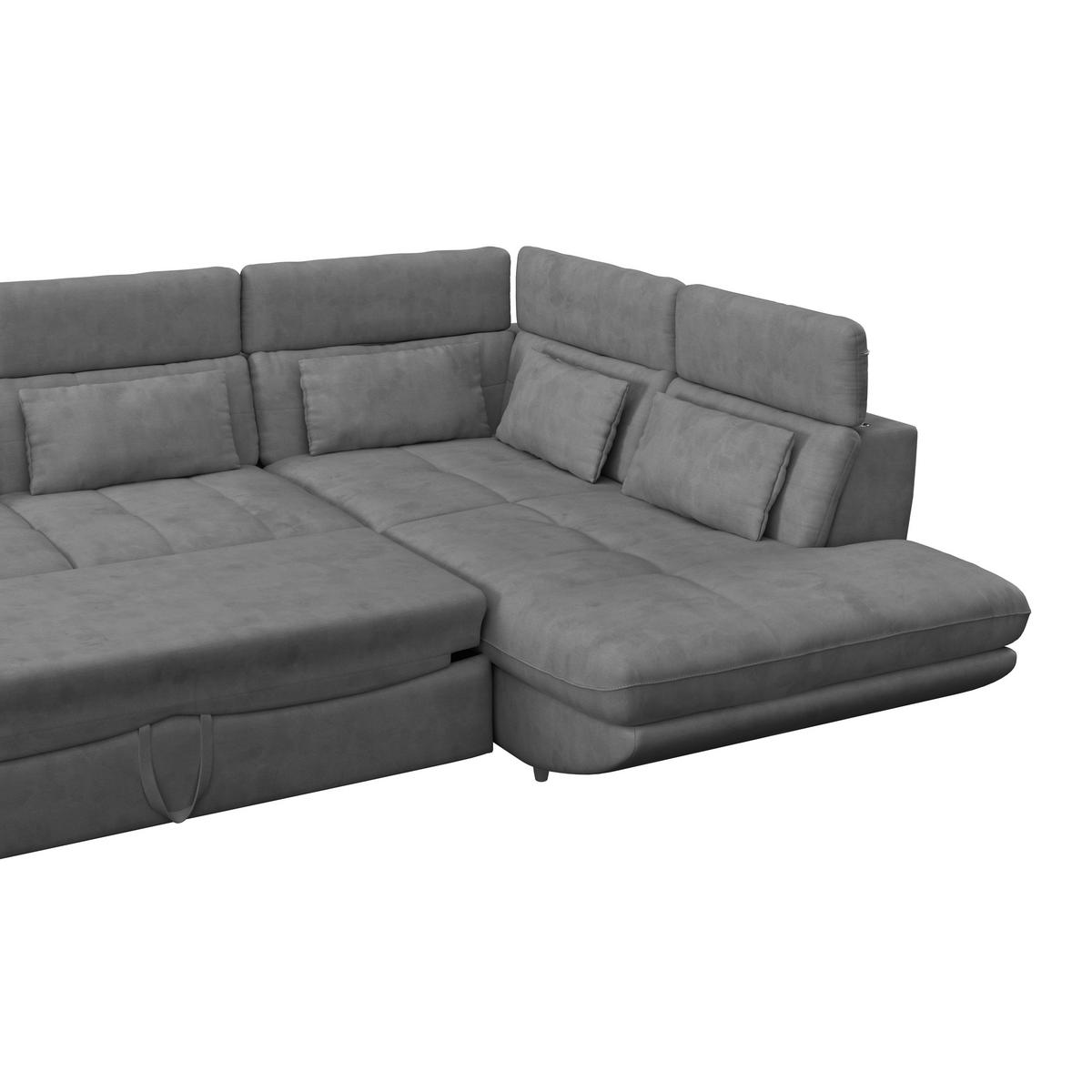 WOHNLANDSCHAFT in Webstoff Dunkelgrau  - Dunkelgrau/Schwarz, Modern, Kunststoff/Textil (233/311cm) - MID.YOU