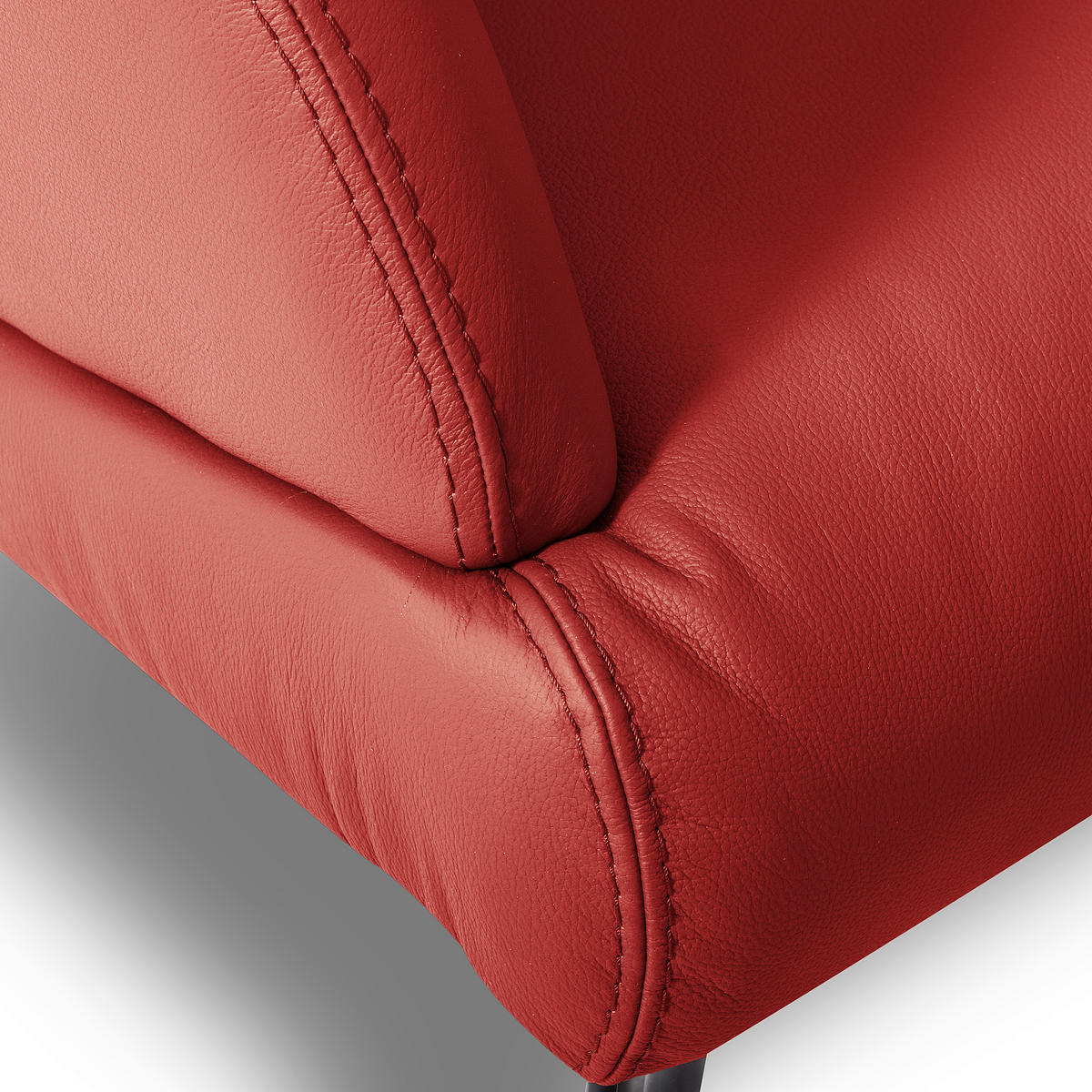 SESSEL in Echtleder Rot  - Rot/Schwarz, Design, Leder/Metall (67/87/74cm) - Livetastic