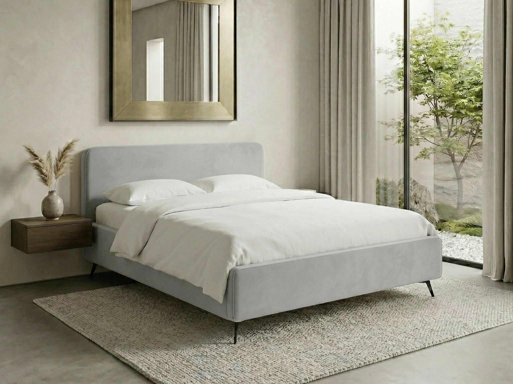 POLSTERBETT Hellgrau 200/200 cm  - Hellgrau/Schwarz, MODERN, Holz/Textil (200/200cm) - MID.YOU