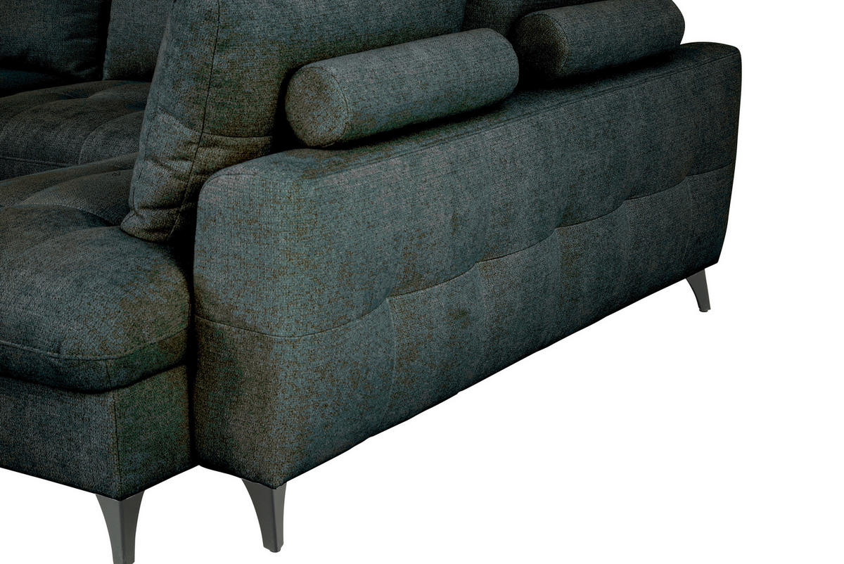 WOHNLANDSCHAFT Grau Chenille  - Schwarz/Grau, KONVENTIONELL, Textil/Metall (160/340/188cm) - Xora