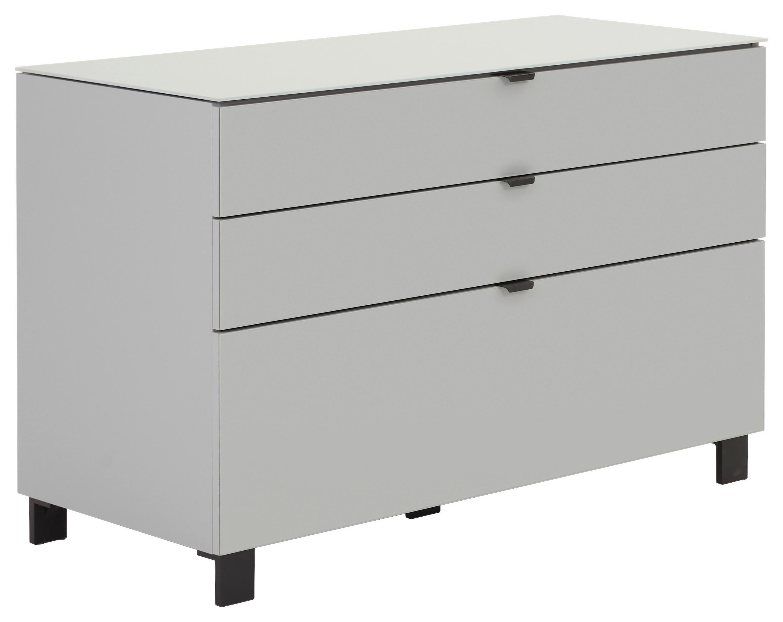 SIDEBOARD Grau, Hellgrau  110,1/73,1/52,5 cm  - Hellgrau/Schwarz, Design, Glas/Holzwerkstoff (110,1/73,1/52,5cm) - Hom`in