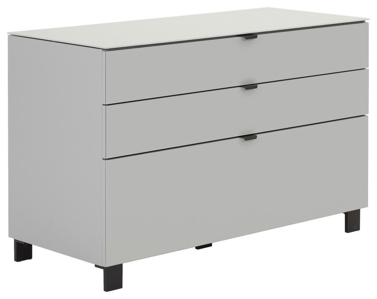 SIDEBOARD Grau, Hellgrau  110,1/73,1/52,5 cm  - Hellgrau/Schwarz, Design, Glas/Holzwerkstoff (110,1/73,1/52,5cm) - Hom`in