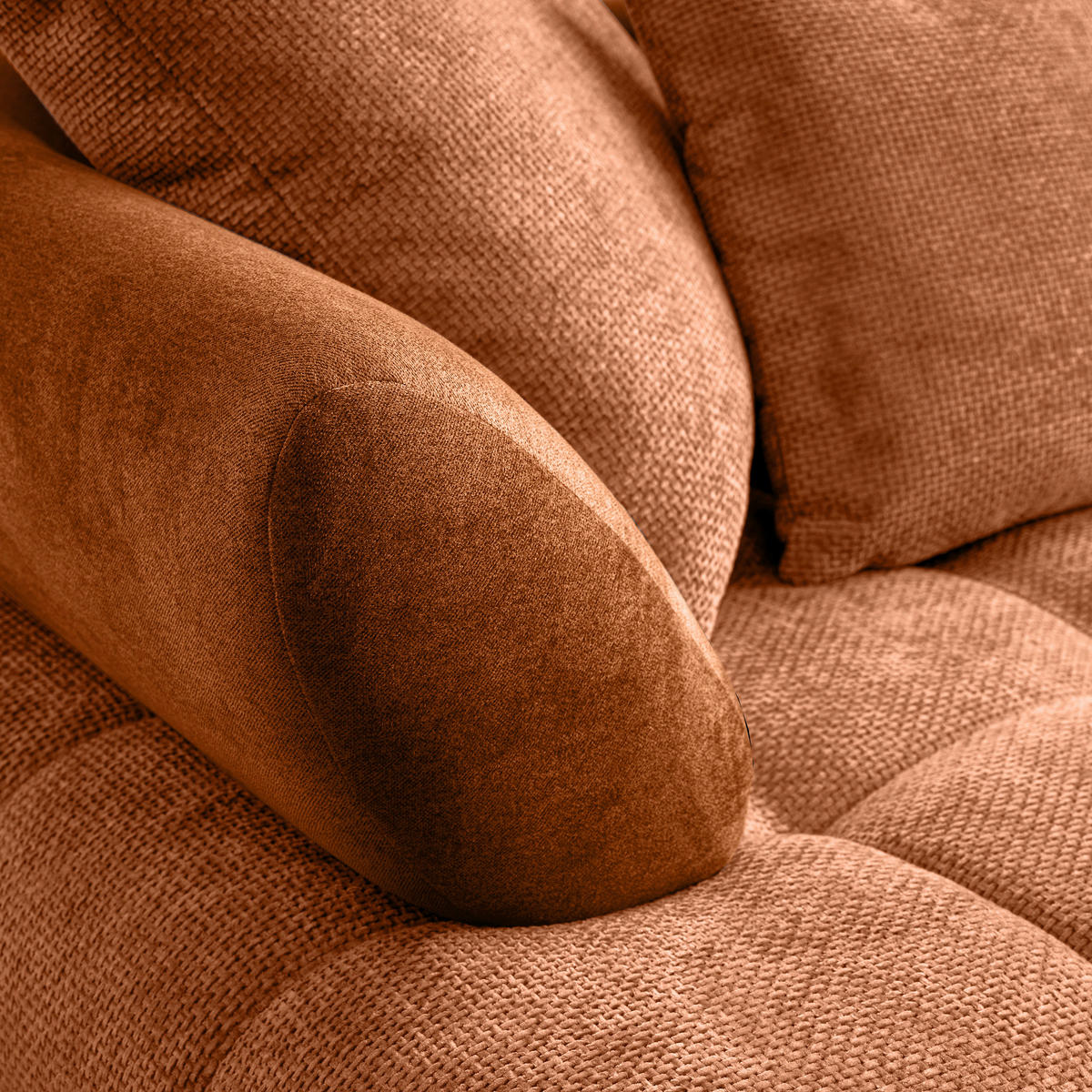 ECKSOFA Kupferfarben Chenille Zierkissen, Rückenkissen, Rücken echt  - Schwarz/Kupferfarben, MODERN, Textil/Metall (262/184cm) - MID.YOU