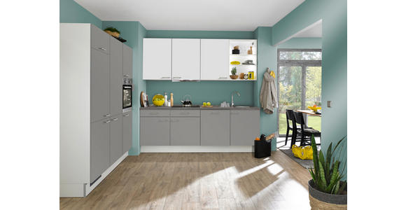 ECKKÜCHE 180/240 cm in Weiß, Dunkelgrau - Edelstahlfarben/Dunkelgrau, Design, Holzwerkstoff/Metall (180/240cm) - Xora